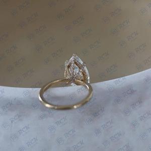 1.80 CTW poire coupe Trio ensemble Moissanite bague pour femme/côté fiançailles baguette coupe en argent bague pour femme - Product Image 5