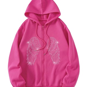 Sudaderas con capucha de diamantes de imitación para mujer Impresión digital Transpirable Nuevo diseño de moda Ecológico - Product Image 1