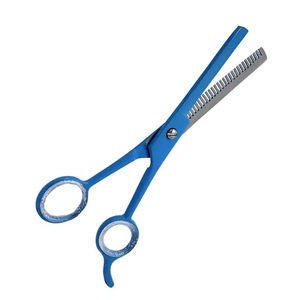Tijeras de adelgazamiento del cabello de peluquero profesional, tijeras de dientes más delgadas con revestimiento de papel azul de 6 pulgadas con reposapiés - Product Image 1