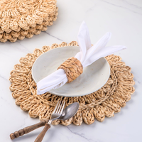 Sets de table ronds en écorce de maïs, sets de table tissés bohèmes, sets de table de printemps style ferme, décoration de table, fabriqués au Vietnam, FBA Amazon