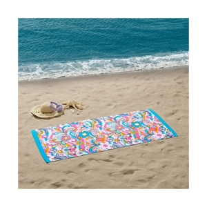 Toallas de playa de algodón 100% con estampado Floral Tropical 80x160cm 500GSM GOTS certificado ecológico de secado rápido lavable para vacaciones en Resort - Product Image 3