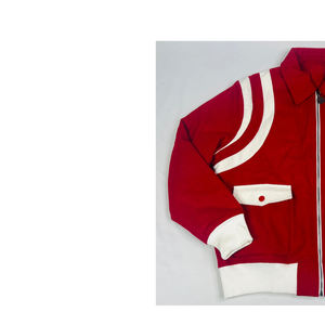 Veste bomber varsity en coton rouge Kapa, tricotée, coupe ajustée, col montant, logo sur le devant, style baseball. - Product Image 4