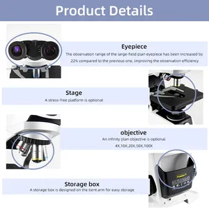 연구 학년 40X -1000X 의학 사진 대학 실험실 삼안 생물학 현미경 - Product Image 5