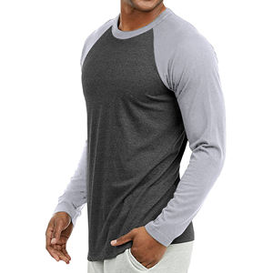 Camisetas de algodón para hombre con mangas raglán pesadas de secado rápido transpirable manga larga estilo de estampado Formal ropa al por mayor adultos - Product Image 2