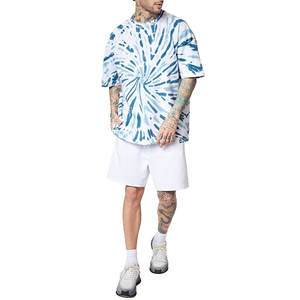 Alta calidad 100% algodón Tie-Dye manga corta cuello redondo Camiseta para hombres cómodo ajuste Regular en línea venta al por mayor ropa de hombre - Product Image 3