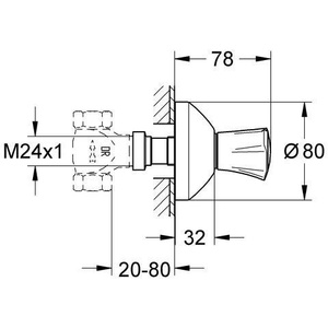 For Grohe Costa Mark Blue Concealed Valve Top Assembly EBT 20-80mm Chrome - Product Image 5