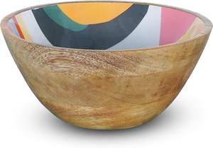 Bol en bois imprimé fait à la main moderne Pièce maîtresse décorative pour l'affichage de la table à manger de la cuisine et la décoration intérieure unique - Product Image 5