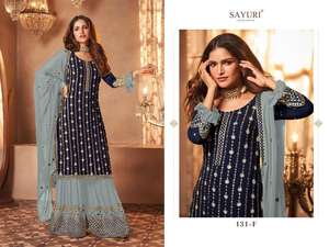 2022 Costume ethnique exclusif Faux Georgette Sharara Palazzo avec Dupatta Nouveau lancement et prix raisonnable pour les fêtes de mariage - Product Image 2