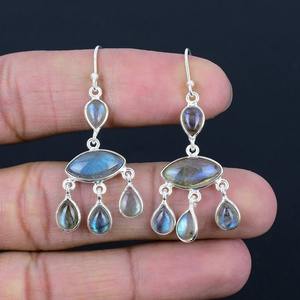 Labradorite Gemstone <b>Earrings</b> Jewelry For Women Silver Boho Style Jewelry 925 Sterling Silver Trending <b>Handmade</b> <b>Earrings</b> Gift - Product Image 4