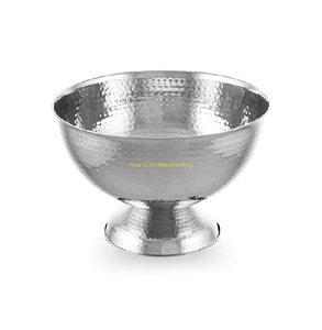 Cuenco de pedestal de plata martillado hecho a mano decorativo Metal fruta ensalada postre servir cuenco elegante centro de mesa para boda Hotel - Product Image 1