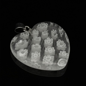 Pendentif coeur avec motif fleur - Product Image 5