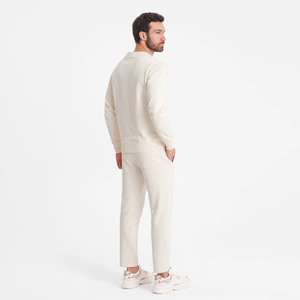 Ensemble de survêtements en coton 100% pour hommes OEM Combinaison de jogging légère avec sweat-shirt à col rond pour adultes au tarif de gros - Product Image 2