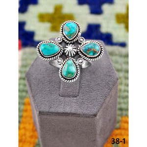 Bague ajustable artisanale en turquoise émeraude de la Vallée du Sud-Ouest et argent sterling, avec technologie d'incrustation à sertissage clos, idéale pour un cadeau - Product Image 2
