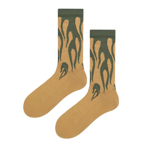 Men's Women's Custom <b>Color</b> Print Flame Pattern Design <b>Socks</b> Breathable Street Style Casual Everyday Low MOQ Wholesale Factory - Product Image 1