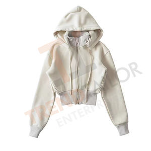 เสื้อครอปฮู้ดดี้คอกลมสำหรับผู้หญิงไซส์ใหญ่ ฤดูใบไม้ร่วง ฤดูหนาว แบบมีซิป สไตล์โอเวอร์ไซส์  สามารถสั่งทำได้ - Product Image 6