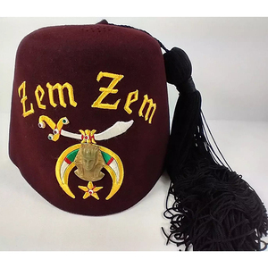 Vintage Masonic Shriner Fez Hat Maroon Felt Tassel Freemasons Masonic Hat - Product Image 1