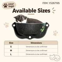 Lit pour chat Yangyangpet en feutre gris foncé en forme de panier, à fixer sur fenêtre avec ventouses