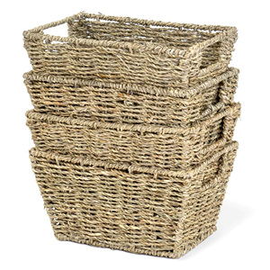 Nesting seagrass magazine holder newspaper rack set desk organizer for office interior decoration - Product Image 1