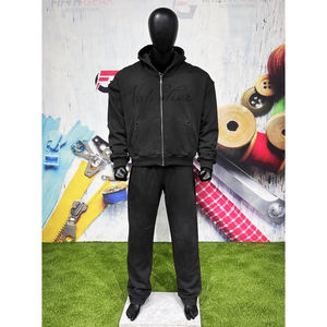 Fabricant de sweats à capuche zippés et de pantalons de jogging personnalisés OEM, en molleton épais avec logo brodé, pour le streetwear et les vêtements de sport - Product Image 1
