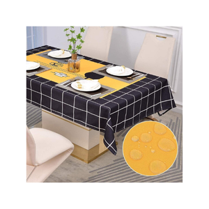 Recyclable 100% Cotton Embroidered Round Grey <b>Table</b> <b>Cloth</b> 60x90 Inches Machine Washable Quick Dry Perfect For Cozy Gatherings - Product Image 3