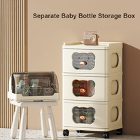 Boîte de rangement pour articles de bébé à 2/3/4/5 étages, design de dessin animé, chariot de rangement en plastique à roulettes avec tiroirs coulissants