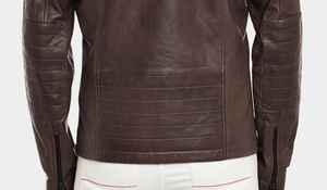 Newly Launch Custom Cowhide <b>Genuine</b> 100% Leather Windproof Cotton <b>Nylon</b> Jacket Zipper Closure Men Leather Jacket - Product Image 6