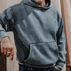 Sudadera con capucha lavada con ácido de peso pesado personalizada para hombres con Capucha con cordón, material de lana suave, bordado con impresión de etiqueta privada - Product Image 5