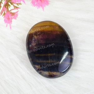Pierre de palmier en fluorite naturelle polie, cristal arc-en-ciel ovale, pierre de méditation multicolore 5cm x 40cm pour collection et vente en gros - Product Image 2