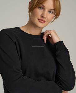 Sweat-shirt long décontracté pour femme en molleton 100 % coton, personnalisé avec logo tricoté, motif uni, impression par transfert thermique pour l'hiver - Product Image 1