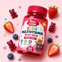 Gommes multivitaminées pour enfants avec fer, sans sucre, supplément à mâcher pour enfants, 90 gommes, OEM
