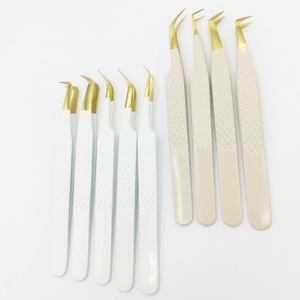 Nouvelles pinces à extensions de cils, pinces à cils courbées en biais, ensemble de pinces à cils volumineuses, logo privé, pinces à cils en vison droites pointues en acier inoxydable - Product Image 4