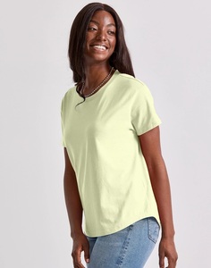 Camiseta de algodón informal de alta calidad para mujer, camiseta de manga corta transpirable e imprimible personalizada, talla XL - Product Image 6