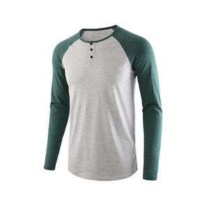 Nouveaux hommes décontracté à manches longues coton sweat unisexe surdimensionné Vintage t-shirt couleur-bloqué côtelé poignets américain grande taille - Product Image 1