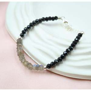 Black Spinel & Labradorite Beaded <b>Bracelet</b> with Freshwater Pearl Diamond for Gifts Engagement Party Religious Style Ball Pattern - Product Image 2