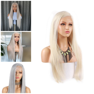 Peluca Premium HD con Frente de Encaje, Cabello Humano Remy Indio, Encaje Francés y Base de Seda, Larga en Color Rubio Grisáceo para un Look Natural y Elegante - Product Image 1