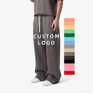 กางเกงวอร์มผ้าฝ้ายสำหรับผู้ชายกางเกงวิ่งทรงหลวมพิมพ์ลายพัฟน้ำหนักมากงาน OEM ตามสั่ง - Product Image 1