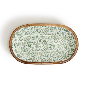 Handcrafted Vintage Luxury Wooden Food <b>Serving</b> Platter High-Demand Oval Snack Server Enamel Printed <b>Tray</b> Made Marble <b>Plastic</b> - Product Image 1