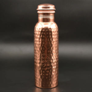 Botella de agua de cobre martillado de alta calidad, contenedor de cobre puro Ayurvédico, botella de agua de Yoga para beber, beneficios para la salud, Metal - Product Image 1
