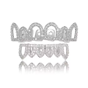 Personnalisé 925 Argent Plaqué Rond Brillant Coupe Moissanite Glacé Grillz Ensemble Drip Design avec Maximum Bling Tendance - Product Image 3