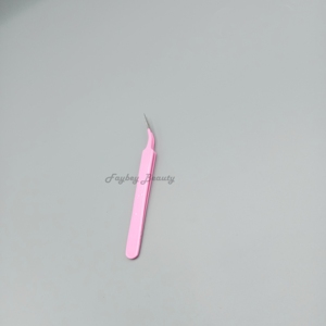 Pinzas de alta calidad de acero inoxidable de Japón con punta plateada de Color rosa, pinzas de extensión de pestañas con punta de fibra de servicio OEM de buena calidad - Product Image 1