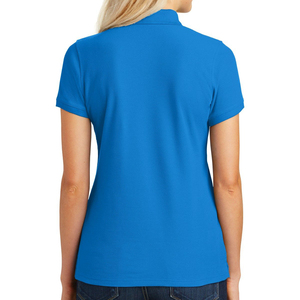 Polo à manches courtes bleu pour femme, coupe classique, tricoté, couleur unie, décontracté - Product Image 6