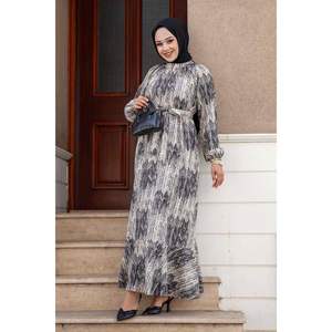 Robe Hijab grise avec ceinture amovible Accessoire vestimentaire musulman traditionnel - Product Image 2