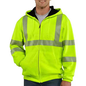 Customizable Heavy-Duty Hi Vis Reflective ANSI Class 2 Eco-Friendly Hoodie Warm Lining Zipper Waterproof Cold <b>Safety</b> <b>Clothing</b> - Product Image 1