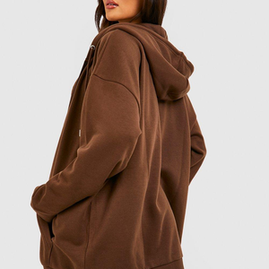 Ventes en gros de ensembles de sweat-shirts pour femmes en 2 pièces, 100% coton, taille plus, longueur genou, streetwear, vêtements de sport décontractés - Product Image 2