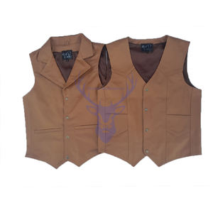 Chaleco de motociclista de cuero de vaca para hombre, chaqueta impermeable de invierno para motocicleta con decoración de botones, tela cálida, estilo vaquero - Product Image 5