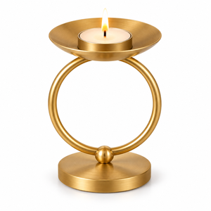 Stainless Steel Gold Finish Tripod and ring <b>Tealight</b> <b>Candle</b> Holder for Home Table Decor - Product Image 2
