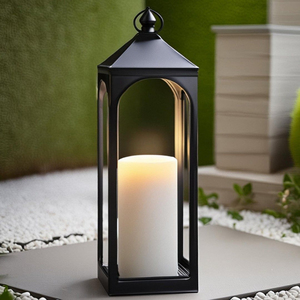 <b>White</b> Metal <b>Lantern</b> Set Of 2 Decorative Vintage Farmhouse Style Candle Holder With X Design And Handle For Wedding & Event Decor - Product Image 4