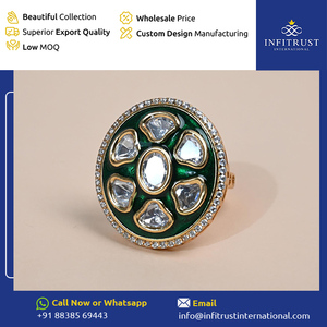 Fabricante y exportador de la India que vende anillos Polki a base de Plata de Ley 925 de calidad excepcional a precio de venta al por mayor - Product Image 2