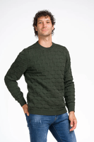 Pull-over sportif d'hiver pour homme Murales, col rond, respirant, en laine/acrylique, motif hexagonal, maille gaufrée, liens en relief