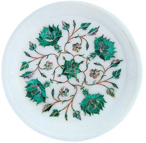 Assiette en marbre de luxe I Assiette à pizza pour restaurant I Assiette décorative pour table basse I Assiette décorative en pierre de malachite - Product Image 2